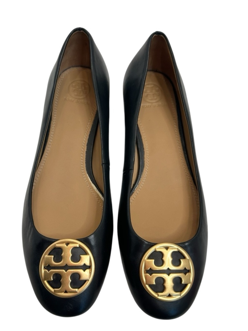 TORY BURCH Black Chelsea 25mm Ballet Flat Logo Heel Size 9 $268 Old Money - Picture 4 of 11